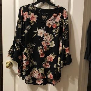 Black floral blouse